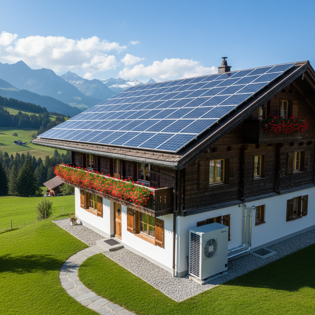 Solaranlage auf Schweizer Hausdach